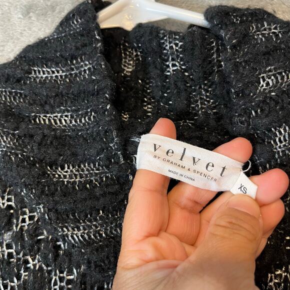 Velvet by Graham‎ and Spencer Sz XS Wool Blend Black Knit Sweater Long Sleeve - Picture 8 of 8